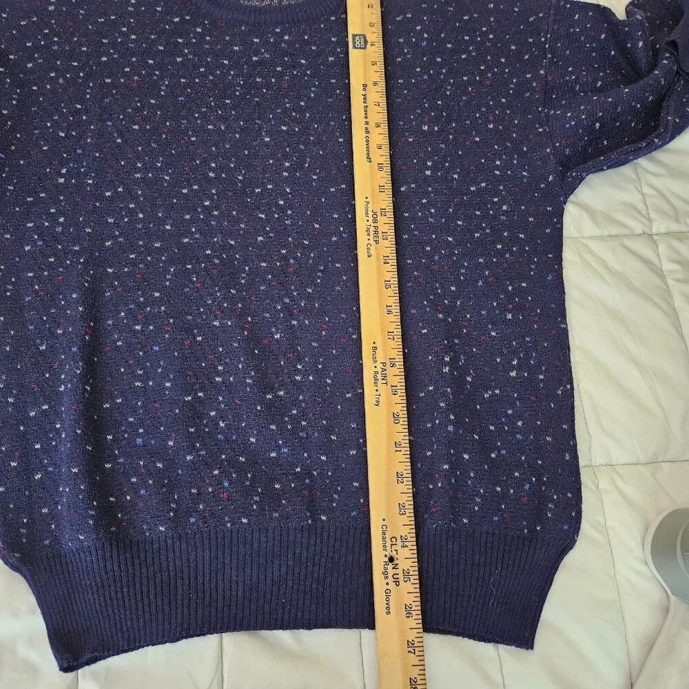 Axiom Men's Crew Neck Blue Pull over Long Sleeve Sweater Size L Made in Italy - Picture 6 of 6